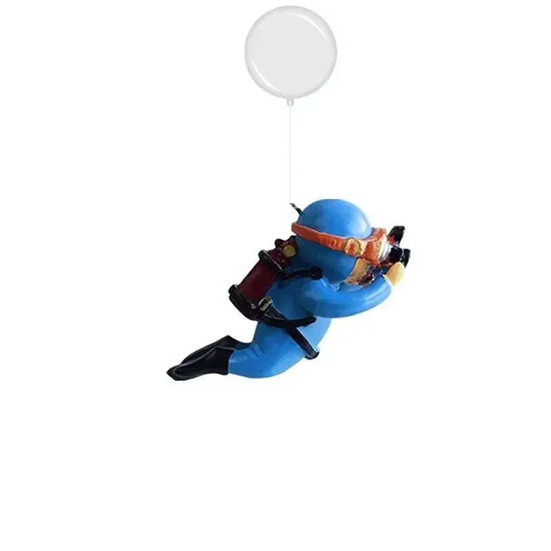 Floating Diver Ornament – PVC Aquarium Decoration with Buoy Ball for Fish Tanks and Miniature Landscapes