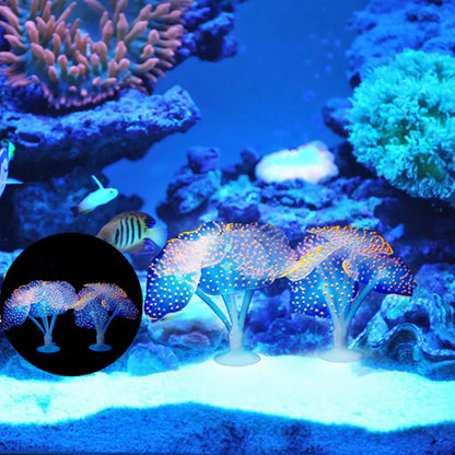 Luminous Silicone Anemone Aquarium Ornament – Glowing Artificial Coral Plant Decor for Fish Tanks