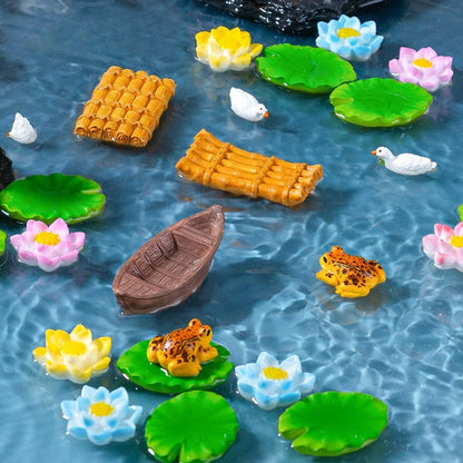 Mini Floating Boat Figurine – Resin Micro Landscape Ornament for Aquariums, Bonsai & DIY Terrarium Decoration