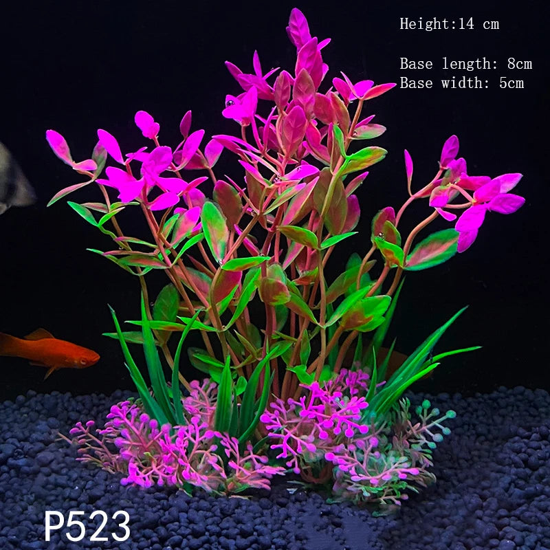 Artificial Underwater Aquarium Plant – Plastic Aquatic Shrub with Resin Base for Fish Tank Decoration