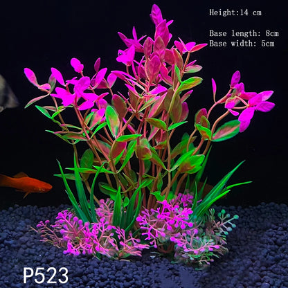 Artificial Underwater Aquarium Plant – Plastic Aquatic Shrub with Resin Base for Fish Tank Decoration