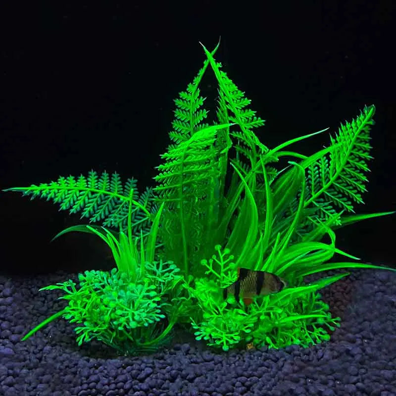 Artificial Underwater Aquarium Plant – Plastic Aquatic Shrub with Resin Base for Fish Tank Decoration