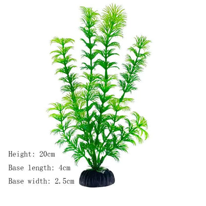 Artificial Underwater Aquarium Plant – Plastic Aquatic Shrub with Resin Base for Fish Tank Decoration