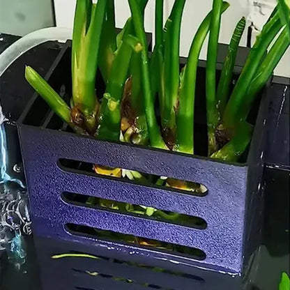 Aquarium Plant Stand & Storage Basket – Adsorbable Hydroponic Holder for Fish Tanks (12.9×8×5.4cm)