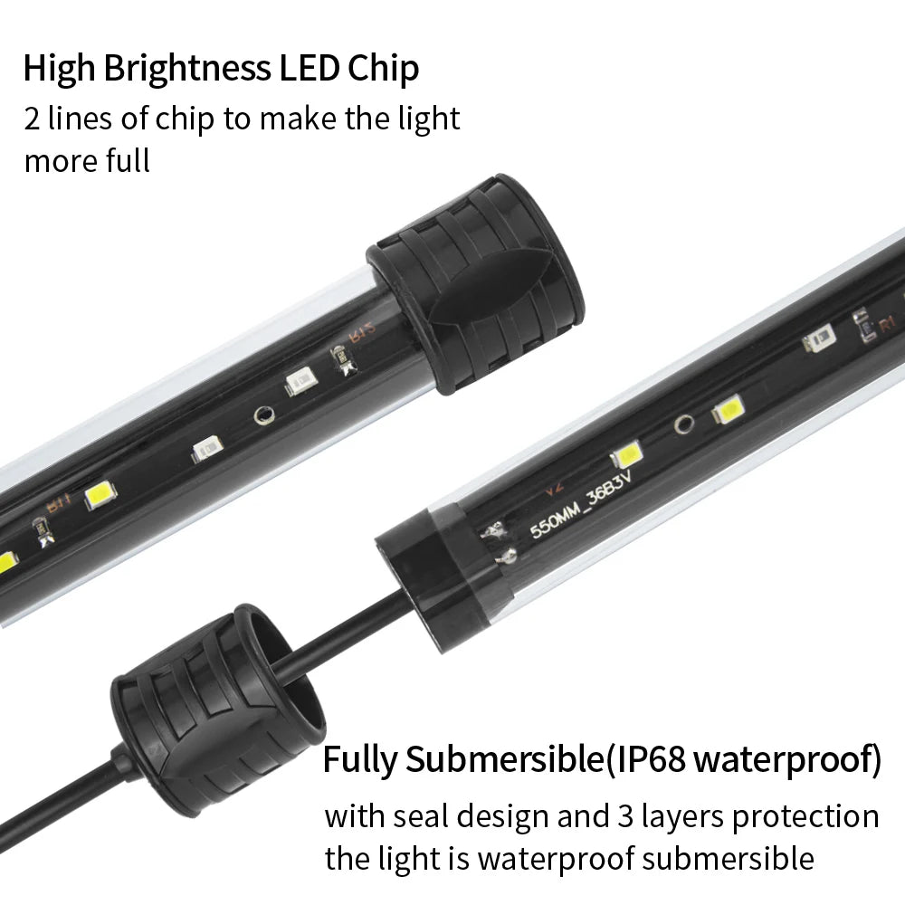 USB LED Aquarium Light Bar for Fish Tanks and Aquatic Plants (18–58 cm, Waterproof)