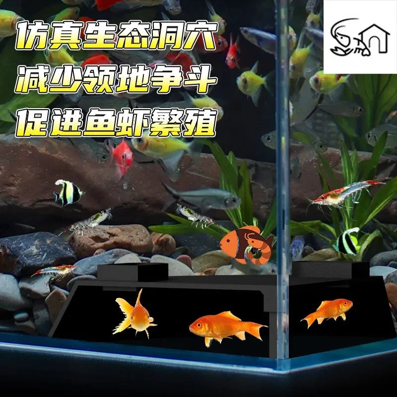 Underground Aquarium Tunnel Hideout – Fish & Shrimp Shelter, Buried Corner Cave for Corydoras, Loaches, Plecos & Shrimp Tanks