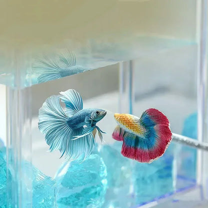 Resin Fighting Fish Training Stick – Interactive Betta Tail Exercise Ornament