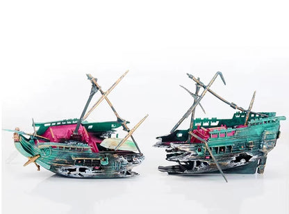Resin Sunken Ship For Aquarium - 24cmx 10.5cm x6cm