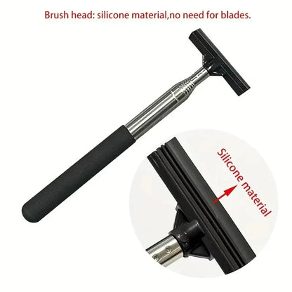 Telescopic Aquarium Silicone Scraper – Stainless Steel Extendable Cleaning Brush for Algae Removal & Glass Maintenance