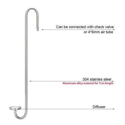 Stainless Steel CO2 Diffuser with Nano Atomizer Disc for Planted Aquariums