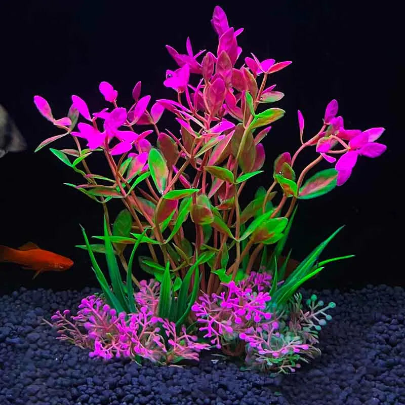 Artificial Underwater Aquarium Plant – Plastic Aquatic Shrub with Resin Base for Fish Tank Decoration