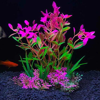 Artificial Underwater Aquarium Plant – Plastic Aquatic Shrub with Resin Base for Fish Tank Decoration
