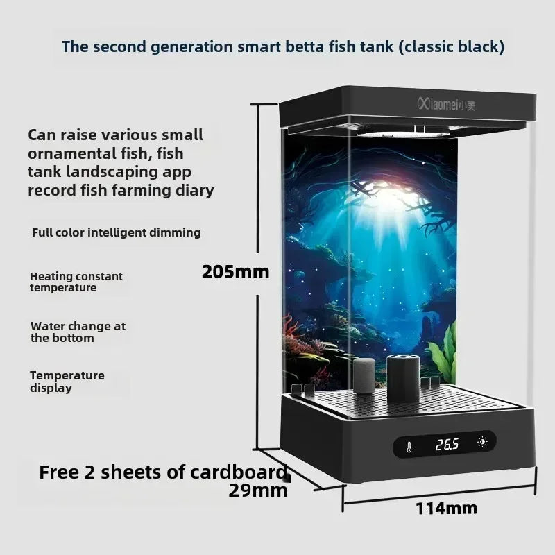 Smart Betta Fish Tank – Mini Desktop Self-Circulating Aquarium with Intelligent Heating, RGB Lighting & App Control (1.6L)