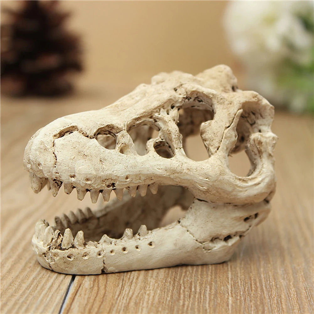 Resin Crocodile Skull Aquarium Decoration — Mini Dinosaur Fossil Ornament for Fish Tanks & Terrariums