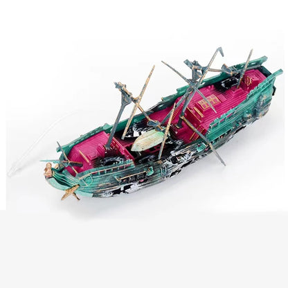 Resin Sunken Ship For Aquarium - 24cmx 10.5cm x6cm