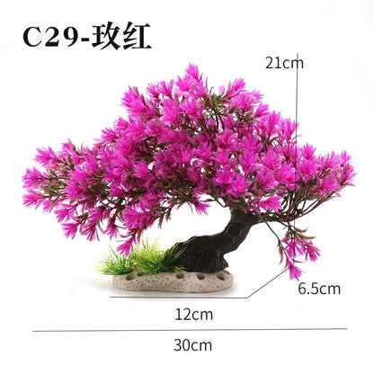 Artificial Aquarium Bonsai Tree – Resin Base with Lush Green Foliage for Aquascaping & Fish Tank Landscaping