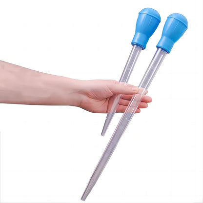 Lengthened Aquarium Pipette Siphon — Silicone & ABS Water Changer, Waste Remover, Liquid Measuring Tool for Fish Tanks