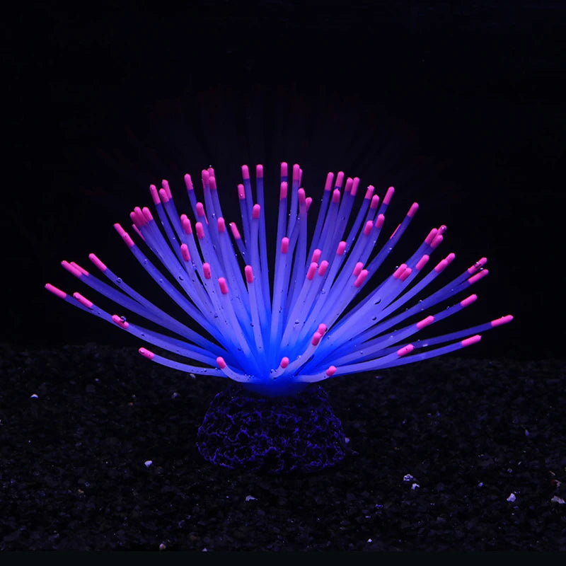 Fluorescent Silicone Sea Urchin Aquarium Ornament – Soft Glow Effect Fish Tank Decor for Vibrant Underwater Landscapes