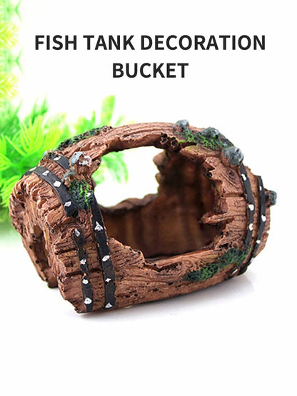Resin Barrel Hideout – Aquarium Escape House & Landscaping Decoration