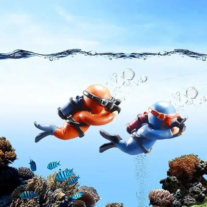 Floating Diver Ornament – PVC Aquarium Decoration with Buoy Ball for Fish Tanks and Miniature Landscapes