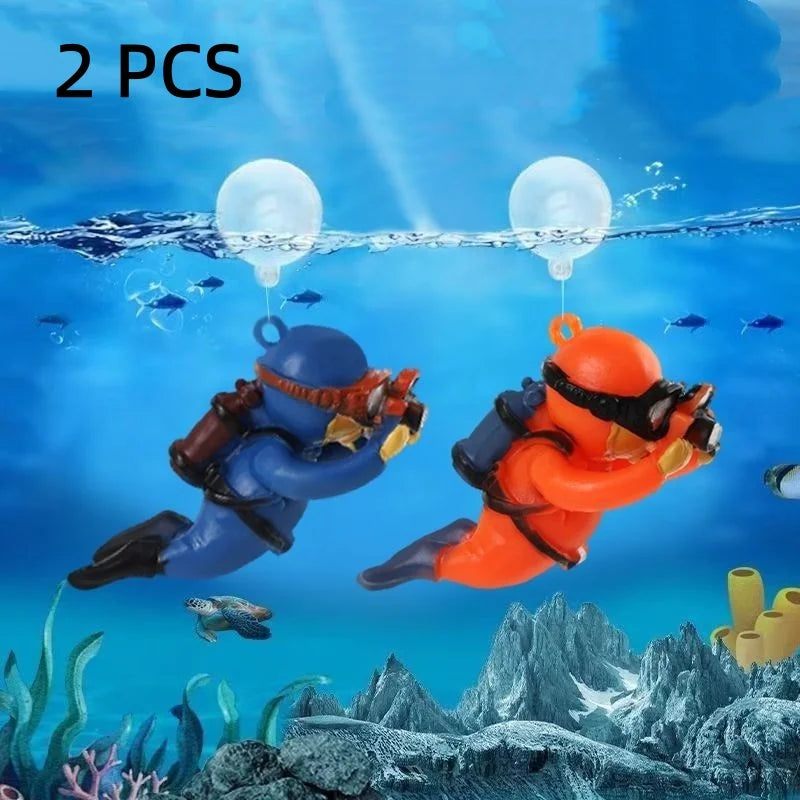 Floating Diver Ornament – PVC Aquarium Decoration with Buoy Ball for Fish Tanks and Miniature Landscapes