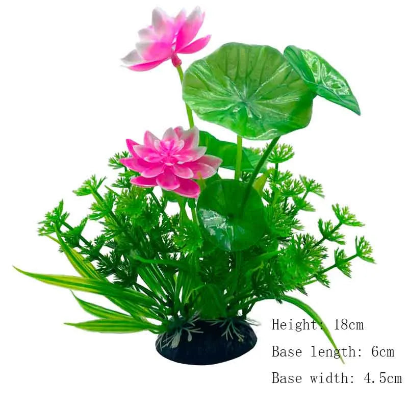 Artificial Underwater Aquarium Plant – Plastic Aquatic Shrub with Resin Base for Fish Tank Decoration