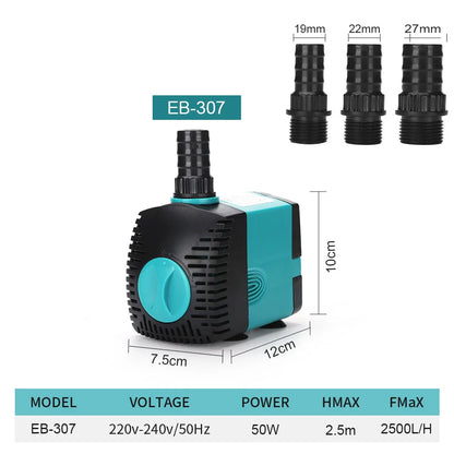 Ultra-Quiet Submersible Water Fountain Pump 3W–60W | EB-301 / EB-302 / EB-303 / EB-304 / EB-305 | 220–240V