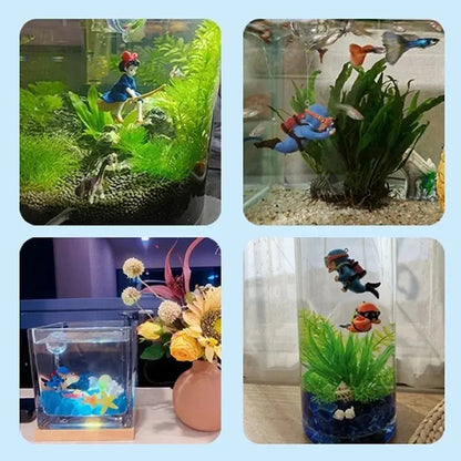 Floating Diver Ornament – PVC Aquarium Decoration with Buoy Ball for Fish Tanks and Miniature Landscapes