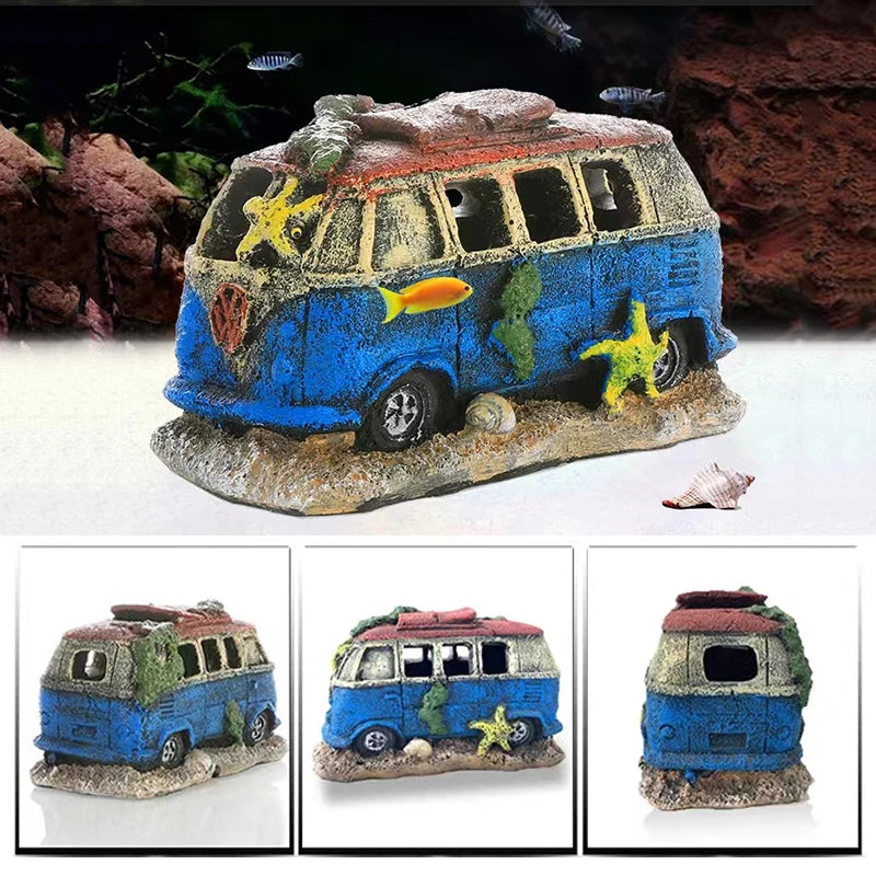 Resin Old Car Aquarium Ornament – Decorative Shelter for Freshwater and Saltwater Tanks