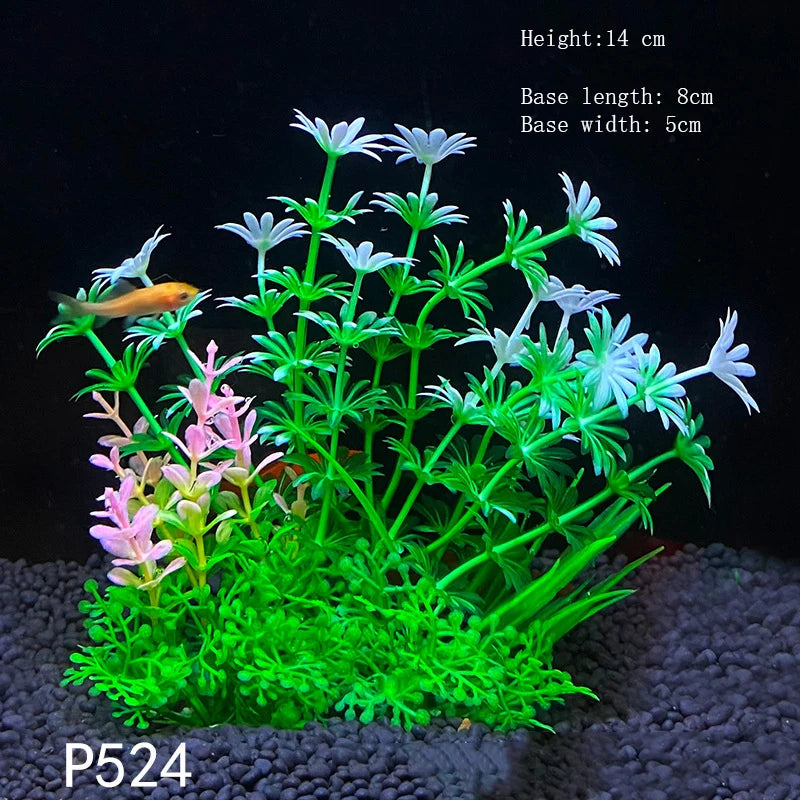 Artificial Underwater Aquarium Plant – Plastic Aquatic Shrub with Resin Base for Fish Tank Decoration
