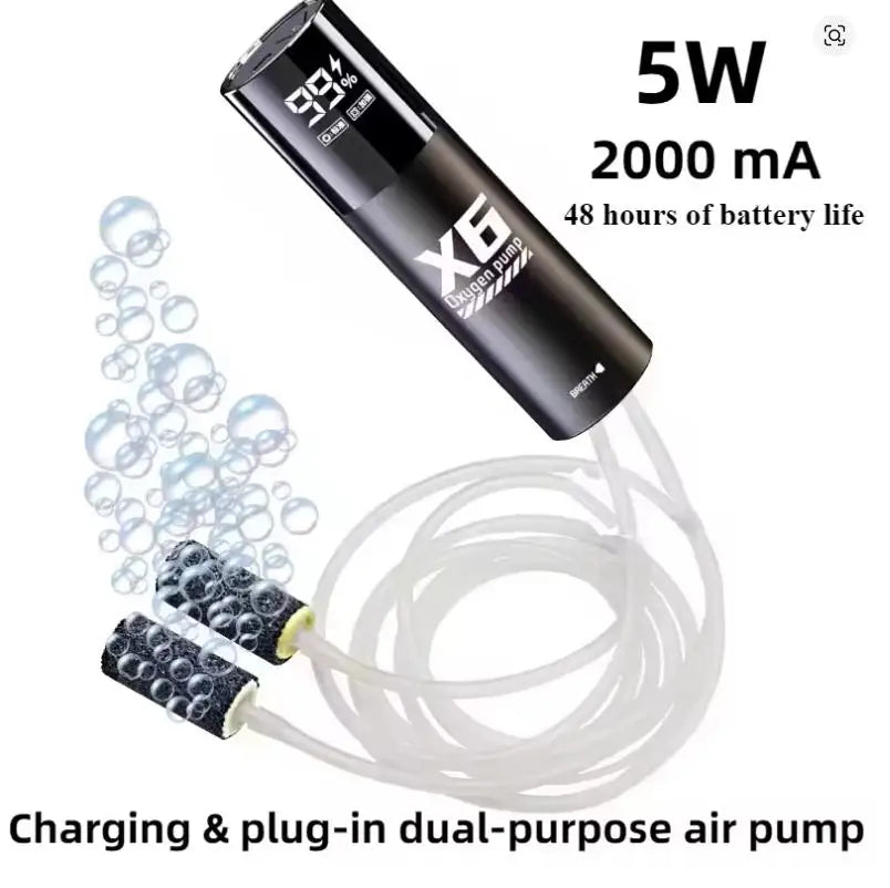 5W USB Rechargeable Oxygen Pump – Portable 48-Hour Aerator for Outdoor Fishing & Aquarium Use