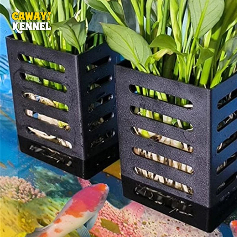 Aquarium Plant Stand & Storage Basket – Adsorbable Hydroponic Holder for Fish Tanks (12.9×8×5.4cm)