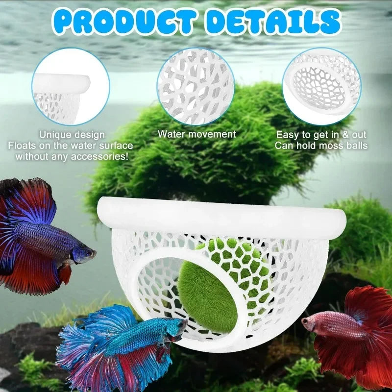 Floating Betta Cave & Shrimp Hideout – 3-in-1 Hammock, Feeding Ring & Resting Spot for Small Aquatic Pets