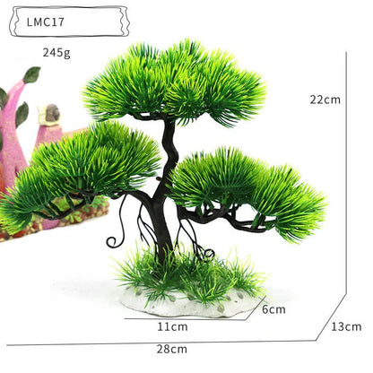 Artificial Aquarium Bonsai Tree – Resin Base with Lush Green Foliage for Aquascaping & Fish Tank Landscaping