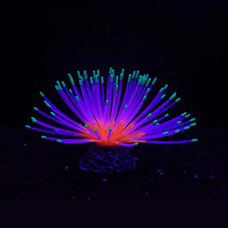 Fluorescent Silicone Sea Urchin Aquarium Ornament – Soft Glow Effect Fish Tank Decor for Vibrant Underwater Landscapes