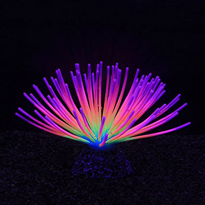 Fluorescent Silicone Sea Urchin Aquarium Ornament – Soft Glow Effect Fish Tank Decor for Vibrant Underwater Landscapes