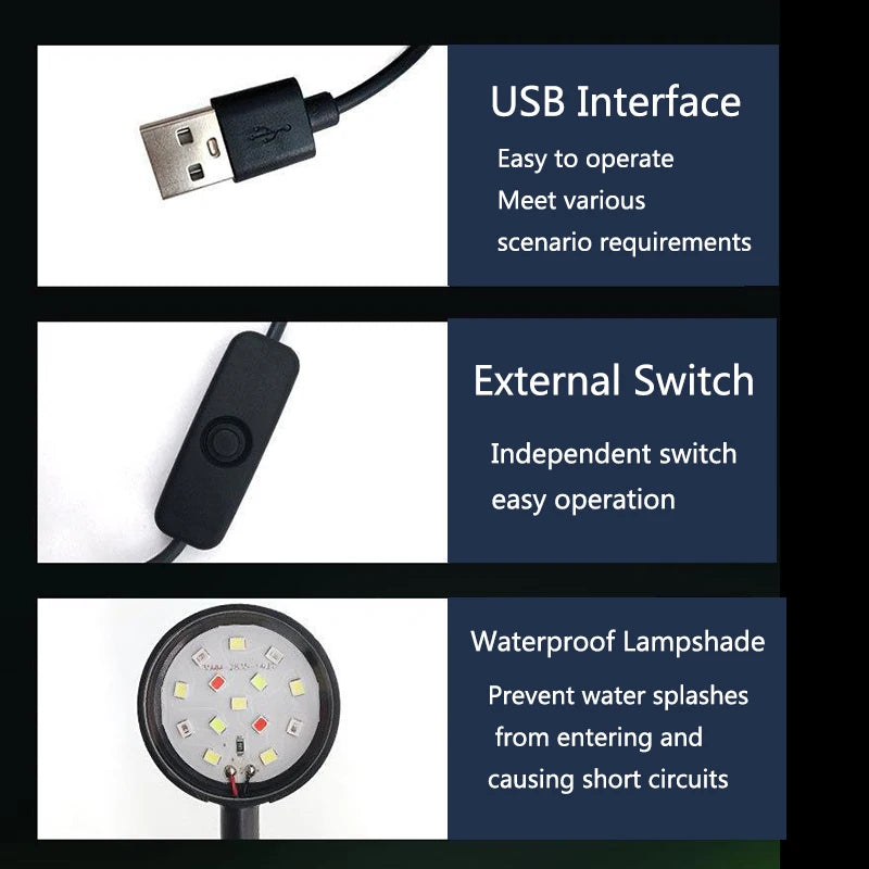 USB LED Aquarium Light – 3W Waterproof Mini Fish Tank Lamp for Underwater Lighting and Aquatic Plant Decor