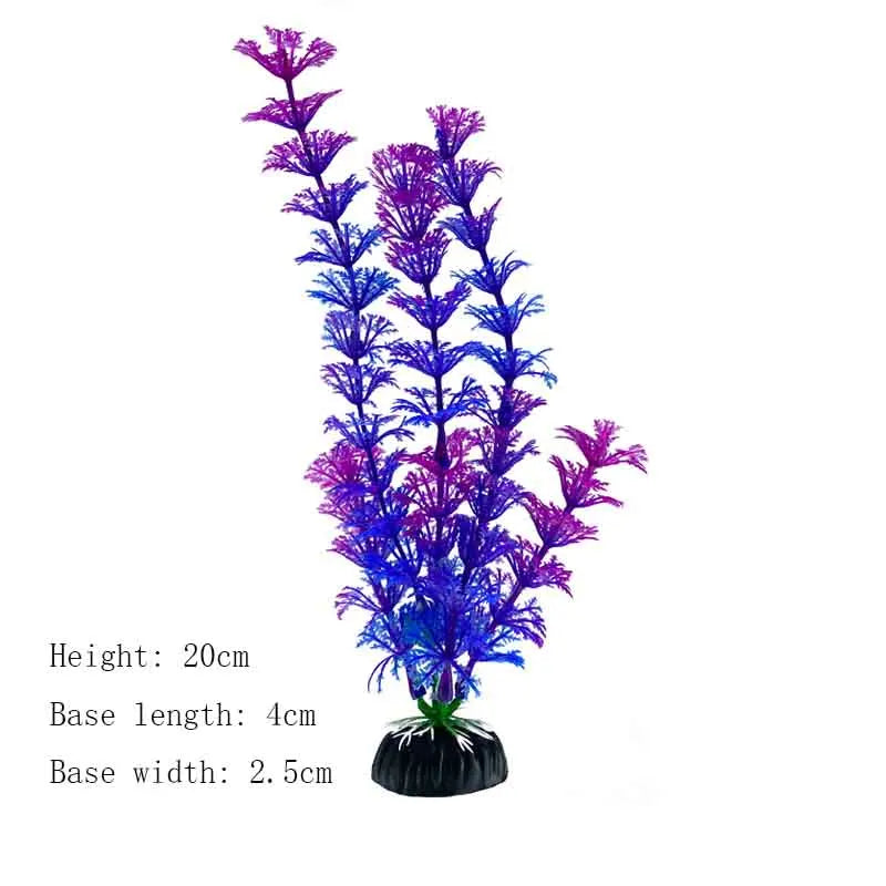 Artificial Underwater Aquarium Plant – Plastic Aquatic Shrub with Resin Base for Fish Tank Decoration
