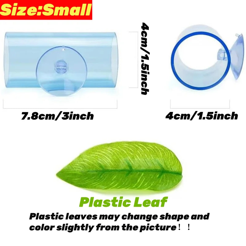 Acrylic Betta Fish Tunnel – Transparent Observation Tube with Leaf Mat | Small Aquarium Hideout & Enrichment Decoration