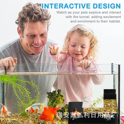 Underground Aquarium Tunnel Hideout – Fish & Shrimp Shelter, Buried Corner Cave for Corydoras, Loaches, Plecos & Shrimp Tanks