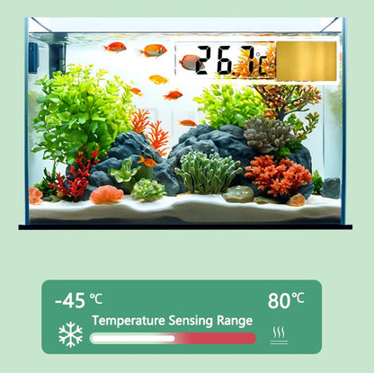 Digital LED Aquarium Thermometer – External Stick-On Fish Tank Temperature Gauge (Silver/Gold)