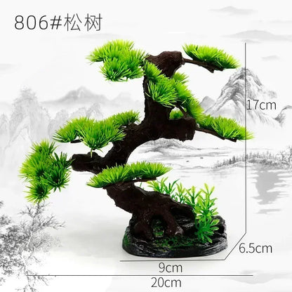 Artificial Aquarium Bonsai Tree – Resin Base with Lush Green Foliage for Aquascaping & Fish Tank Landscaping