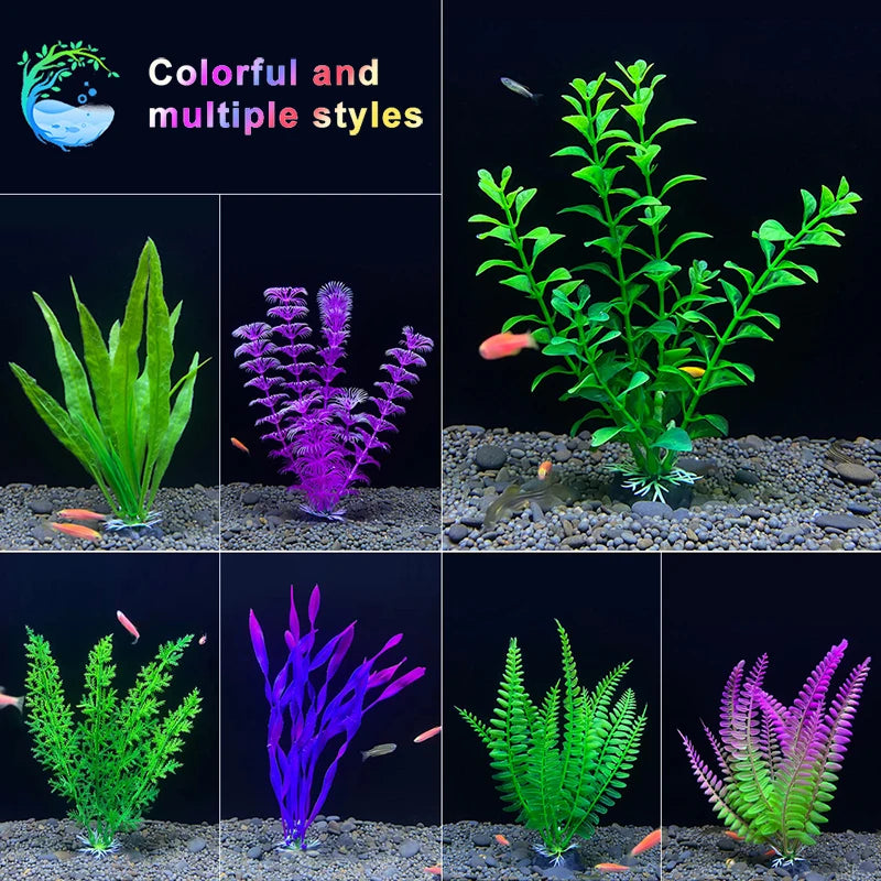 18cm Artificial Aquarium Plant – Soft Plastic Simulation Water Grass for Fish Tank Decoration