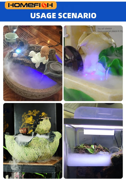 5V USB Mist Maker – Ultrasonic Fogger Atomizer for Aquariums, Ponds & Water Features with 4-LED Lights