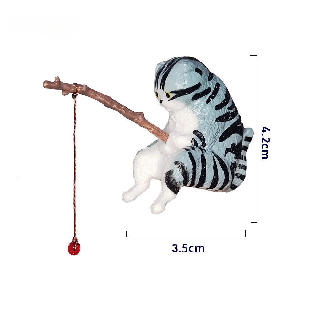 Cute Fishing Cat Aquarium Ornament – Mini Decorative Figurine for Aquascaping, Micro-Landscapes & DIY Tank Decor