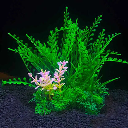 Artificial Underwater Aquarium Plant – Plastic Aquatic Shrub with Resin Base for Fish Tank Decoration