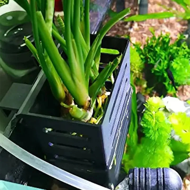 Aquarium Plant Stand & Storage Basket – Adsorbable Hydroponic Holder for Fish Tanks (12.9×8×5.4cm)