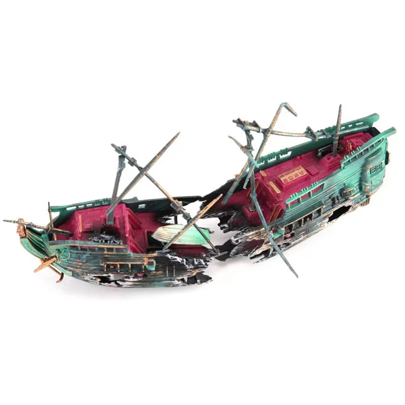 Resin Sunken Ship For Aquarium - 24cmx 10.5cm x6cm