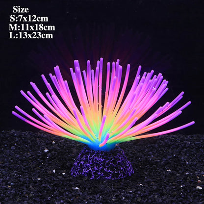 Fluorescent Silicone Sea Urchin Aquarium Ornament – Soft Glow Effect Fish Tank Decor for Vibrant Underwater Landscapes