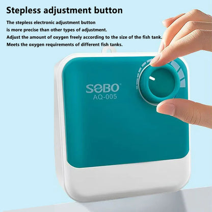 SOBO Silent Aquarium Oxygen Pump – 5W Adjustable Air Volume, High-Power Aerator for Fish Tanks, Deep-Water Oxygenation 220V